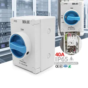 Interruptores aisladores de selector giratorio BENLEE IP65 40A AC DC 3/4 Pole On-off Interruptor de desconexión impermeable para exteriores con caja