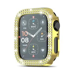 Boîtier de montre pour Apple Iwatch7, boîtier de luxe scintillant en diamant avec protecteur d'écran, nouvel arrivage