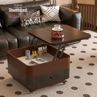 Nouvelle table basse carrée en bois massif 2026, meuble TV, mobilier de maison, salon, petit appartement, mobile, relevable, style médiéval