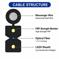 Stok Tersedia GJYXFCH Kabel Drop Outdoor Self-Supporting 2 Core SM G657A2 PE Kabel Serat Optik dengan Steel Messenger Express