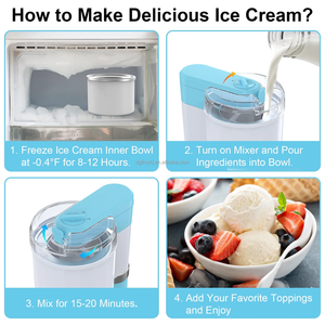 Mini Machine à Glace Domestique, Yaourtière Glacée pour Enfants, Fait Maison, <span class=keywords><strong>Sorbetière</strong></span> <span class=keywords><strong>Électrique</strong></span> pour <span class=keywords><strong>Gelato</strong></span> et Crème Glacée, 1 Litre - Product Image 6