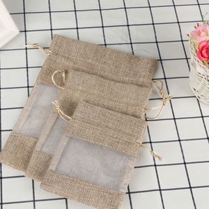 Linen Bundle Pocket Jute Mesh Bag Candy Storage Bag <b>Drawstring</b> Cambric Christmas Window Jewelry <b>Drawstring</b> Bag - Product Image 3