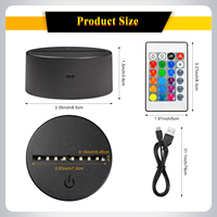 Support de lampe LED 3D avec câble USB, contrôle tactile, base lumineuse en acrylique 7 couleurs pour décoration de table, cadeau, veilleuse, affichage