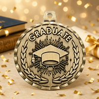 Médaille de remise de diplôme 2026 11. Médaille en métal plaqué or, argent ou bronze antique, avec ruban de collier, en relief 3D personnalisé
