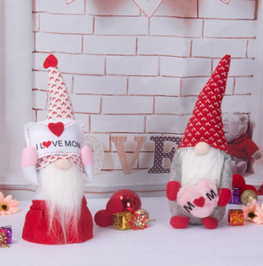 ของตกแต่งวันแม่ DAMAI I LOVE ตุ๊กตารูดอล์ฟ ตุ๊กตาไร้หน้า ของขวัญวันหยุด ของประดับโต๊ะสีแดงทำจากโพลีเอสเตอร์ - Product Image 4