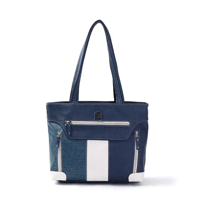 Italienische marke mode-design casual frauen denim blau handtasche wilden einfache stil schulter tasche PU leder zipper tasche großhandel