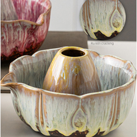 Ensemble de thé matcha de luxe, design personnalisé de bol de la dynastie Song, style artisanal, glaçure rétro en soie brûlée, avec bec verseur et chasen