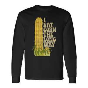 T-shirt à manches longues rétro vintage I Eat Corn The Long Way - Product Image 1