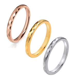 Unisex Phong Cách Đồ Trang Sức Mỹ Cong Vòng Vonfram 18K Mạ Vàng 2Mm IP Năm Lớp Hoa Cho Đám Cưới Engagement Ban Nhạc - Product Image 1