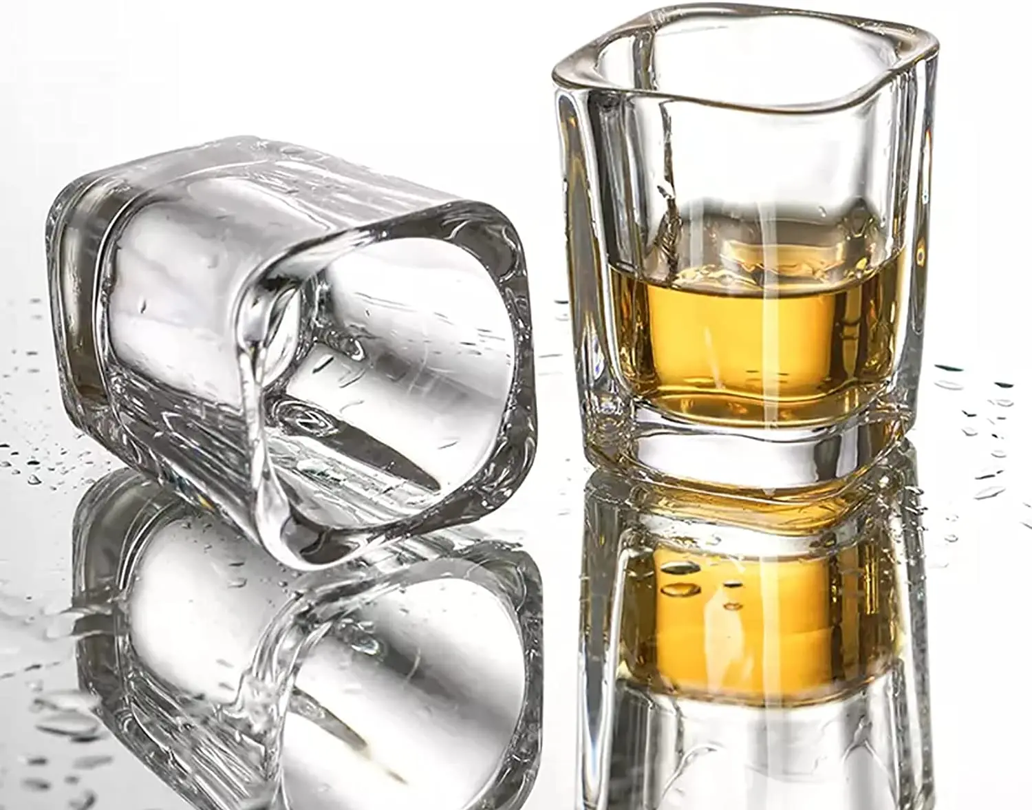 Heavy Base 2.2 oz Square Shot Glasses Small Whiskey Shot Glasses