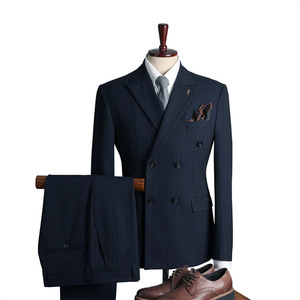 Chaqueta superior de boda inglesa formal de doble botonadura azul para <span class=keywords><strong>hombre</strong></span>, adecuada para la parte superior de traje informal de negocios del novio - Product Image 3