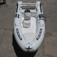 Bateau pneumatique semi-rigide sportif populaire à prix avantageux, 4,3 mètres, coque rigide en fibre de verre en V profond, Hypalon, avec console centrale
