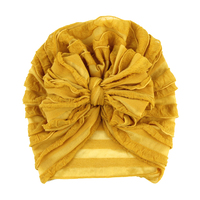 Adorable Turban Bébé à Volants avec Grand Volant et Nœud Désordonné en Tissu Polyester Style Européen-Américain
