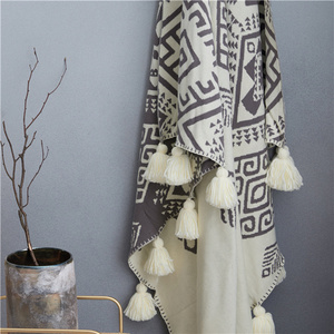 Bán Sỉ Tua Rua Phong Cách Bohemia Cho Em Bé Người Lớn Chăn Ném Vải Bông 100% Mềm Mại - Product Image 2