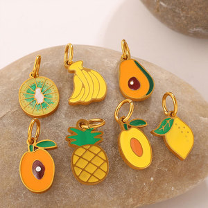 Dijes de Frutas Esmaltados de Acero Inoxidable 316L con Baño de Oro de 14k y 18k, Personalizados DIY de Lujo para la Fabricación de Joyas, Collares y Pulseras al por Mayor - Product Image 3