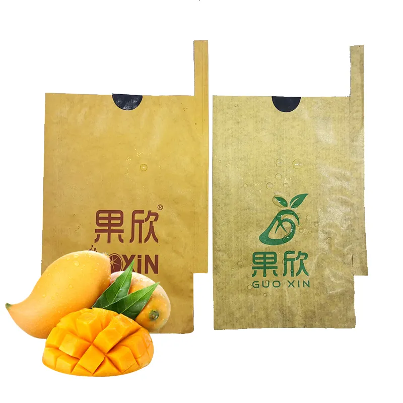 Tamaño personalizado impermeable mango manzana melocotón uva guayaba cera cubierta bolsa de papel para el cultivo de frutas