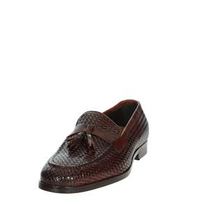 Mocassins pour homme en cuir tressé marron à pampilles, chaussures habillées à enfiler - Product Image 6
