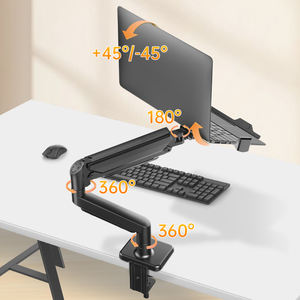 Подставка для ноутбука KHCOOHOO, стальная, черная, регулируемая по высоте, с газовой пружиной и охлаждающим поддоном, для ноутбуков 13-32 дюймов, грузоподъемность 9 кг, крепление на C-образный кронштейн, настраиваемая - Product Image 4