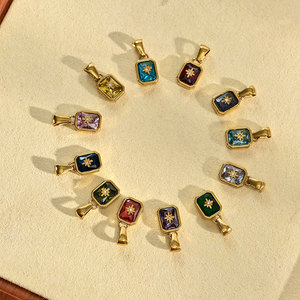 Colgante de Acero Inoxidable 316L con Baño de Oro de 14k/18k, No se Deslustra, con Dijes de Zirconia de Piedra de Nacimiento para Fabricación de Joyas, Collares y Pulseras - Product Image 4
