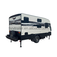 Caravane tout-terrain robuste de grande taille pour 2 personnes, avec châssis renforcé, pour les aventures en plein air, dotée d'une douche intégrée