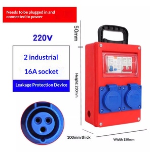 กล่องจ่ายไฟแบบพกพา กันน้ำ 16A 3 ขา ปลั๊กอุตสาหกรรม 2 ช่อง พร้อม RCD 220V สำหรับไซต์ก่อสร้าง กล่องจ่ายไฟ - Product Image 3