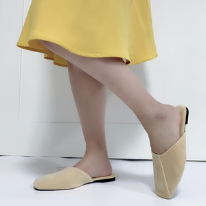 <span class=keywords><strong>Mules</strong></span> en fourrure chaudes pour femmes, printemps-automne, confortables, sans dos, plates, décontractées, à enfiler, à <span class=keywords><strong>talon</strong></span> bas, mocassins - Product Image 4