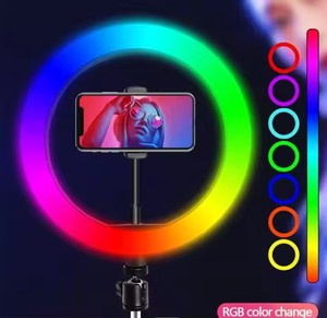 Lampe vidéo LED RGB pour <span class=keywords><strong>selfie</strong></span>, <span class=keywords><strong>streaming</strong></span> en direct, enregistrement photo, studio photo, éclairage de beauté pour appareil photo et smartphone - Product Image 5