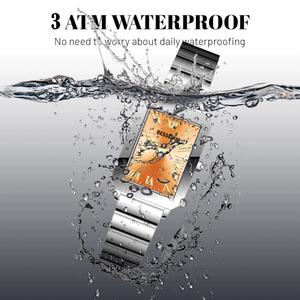 Reloj de Cuarzo Cuadrado de Lujo OEM para Damas, Mujeres y Niñas, Logotipo Personalizado, Esfera de Nácar Blanco, 23*37mm, Movimiento de Acero, Correa de Cuero - Product Image 3