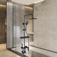 Mitigeur de douche mural carré de style contemporain avec pommeau de douche pluie chaud pour salle de bain et hôtels