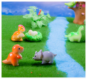 Miniatura 3D dibujos animados animales figuritas dinosaurio bebé huevo pastel Topper decoraciones resina DIY artesanía proyecto juguetes para niños cápsula - Product Image 5
