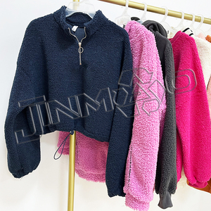 Fábrica a granel al por mayor Stock <span class=keywords><strong>Boutique</strong></span> Lady Zip up Hoodie Lamb Fleece manga larga de alta calidad mixto Bale de ropa usada - Product Image 6
