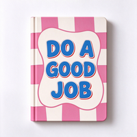 Jurnal Hardcover Kotak-kotak Pink Putih A5, Notebook Kutipan Positif, Cetak Kustom untuk Wanita