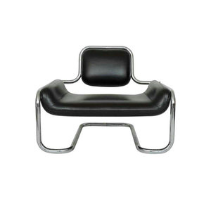 Fauteuils d'appoint de salon en <span class=keywords><strong>cuir</strong></span> design rétro vintage Canapé simple <span class=keywords><strong>tubulaire</strong></span> en métal Fauteuil de loisirs d'hôtel Fauteuil pour la maison - Product Image 1