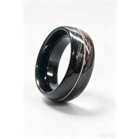 Bague en acier tungstène plaqué or noir avec incrustation de météorite, bijoux de mode pour homme