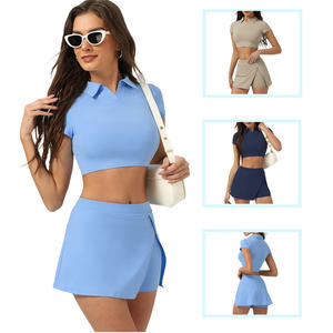 ชุดวิ่งเล่นกอล์ฟป้องกันการเดินแบบ2-in-1ของเด็กผู้หญิงชุดเล่นเทนนิสคอโปโลน้ำหนักเบาชุดกีฬา - Product Image 1