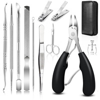 Ensemble d'outils de coupe-ongles en acier inoxydable avec pince à ongles épaisse et ciseaux pour les soins de pédicure et de manucure, à utiliser à la maison et en voyage