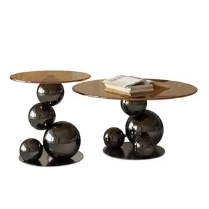 SPARKLE Light luxury living room edge coffee table designer creative Italian round tea table