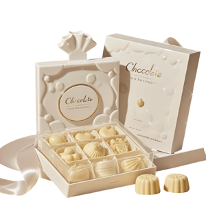 Scatola per Cioccolatini Personalizzata di Alta Qualità, Confezione Biodegradabile per Matrimoni e Sushi, con Stampa in Lamina e Nastri Accessori - Product Image 1