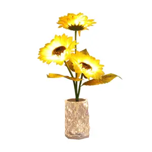 Yeni gül gece lambası yatak başlık çiçek yaratıcı şarj edilebilir dokunmatik dekoratif küçük vazo LED masa lambası