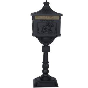 Boîte aux lettres moderne noire en aluminium moulé DB, sécurisée et étanche, à poser sur pied pour appartement, jardin, livraison de colis - Product Image 1