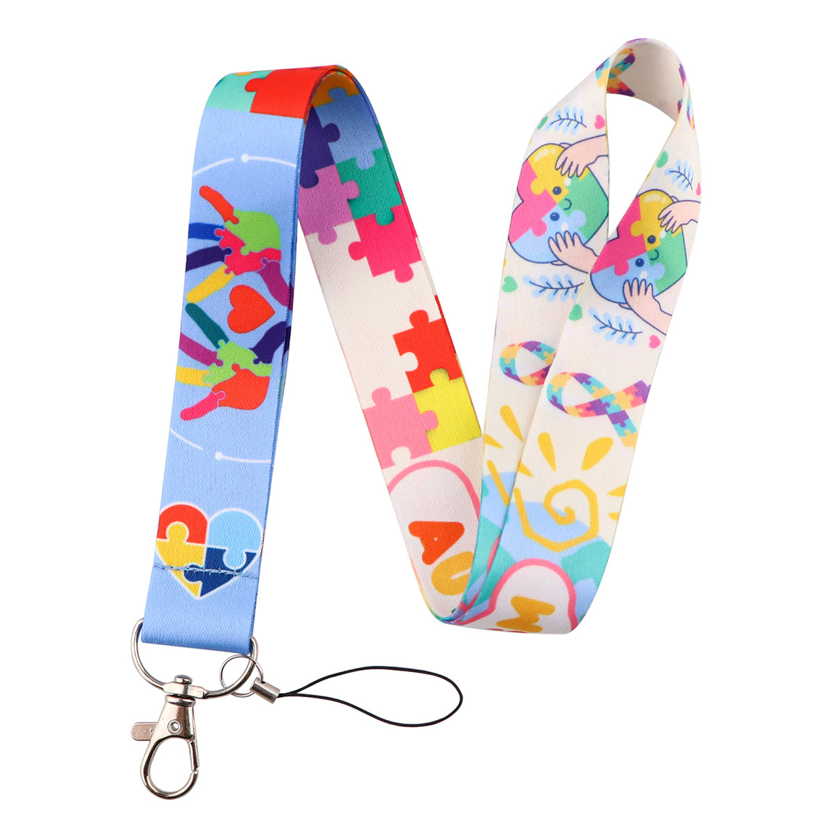 Fashion Caring for Autism Mobile Phone Hanging Stain Lanyards Custom Portable Anti-Lost ID Card Holder Neck Lanyard Accessories Image 3