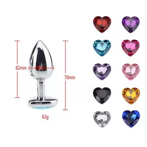 Different Color <strong>Stainless</strong> <strong>Steel</strong> <strong>Jewel</strong> Anal <strong>Plug</strong> with <strong>Heart</strong> <strong>Shape</strong> Metal <strong>Butt</strong> <strong>Plug</strong> Sex Toys Female - Product Image 2