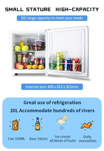 Réfrigérateurs-congélateurs miniatures <span class=keywords><strong>silencieux</strong></span> de table, vente en gros, 20 L, pour chambre à coucher, hôtel - Product Image 3
