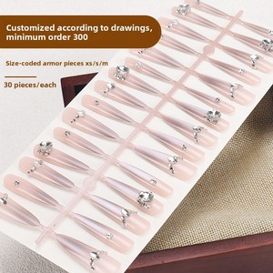 Faux <span class=keywords><strong>ongles</strong></span> pour femmes haut de gamme, glamour, étincelants, transparents effet œil de chat, strass, luxe léger, style pur désir, doux et cool - Product Image 4