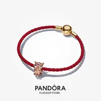 Pandora conjunto de pulseira em couro de tigre, banhado a ouro rosa 14k