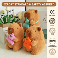 Peluche de Capibara Dormilón Kawaii Zen, Lindo Animal de Peluche con Bolso Bandolera de Frutas, Muñeco de Capibara Suave y Esponjoso para Niñas