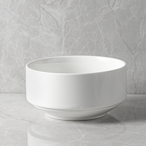 Bol en porcelaine blanche brillante minimaliste Jiujiuju avec logo personnalisé, pour restaurant, buffet d'hôtel, <span class=keywords><strong>petit</strong></span>-<span class=keywords><strong>déjeuner</strong></span>, céramique, four, blanc, empilable - Product Image 1