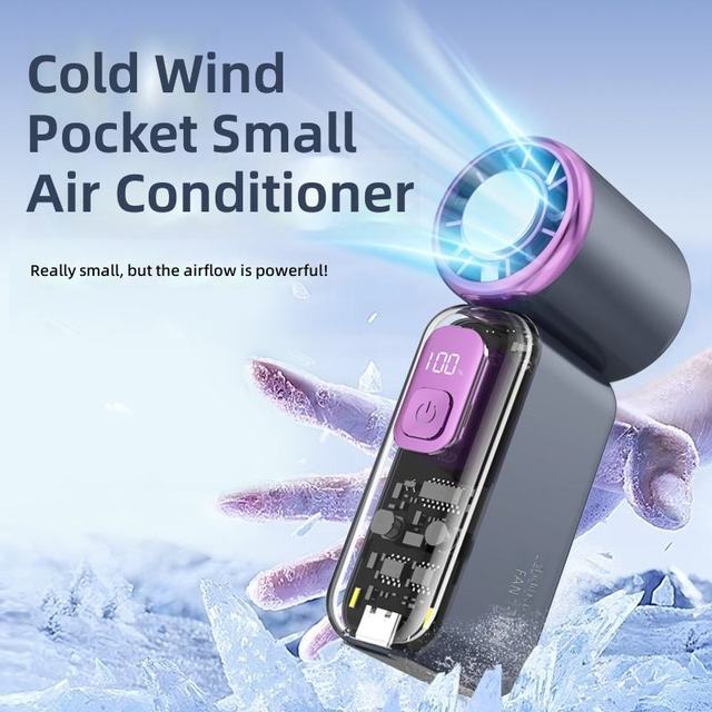 High-Speed Bladeless Design USB Charging Plastic Mini Fan LED Light Hurricane Mini Jet Fan Turbo Fan Mini Handheld Cooling