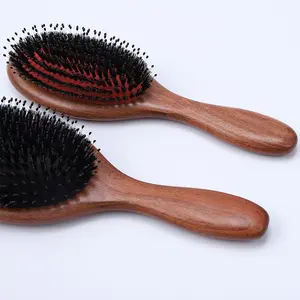 Soft Cushion Custom Hair Brush For Women Wooden Brush Customized Wooden Comb Paddle OPP Bag Private Label Handle Boar Bristle