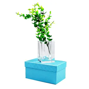 Dilu Min Glazen Knop Bloem Vierkante Vaas Tafels Desktop Brandewijn Kleine Heldere Kaarsen Kristallen Ornament Vazen Voor Bruiloft Home Deco